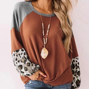 🔸🔸Cheetah Print Color Block Long Sweatshirt🔸🔸